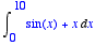 Int(sin(x)+x,x = 0 .. 10)